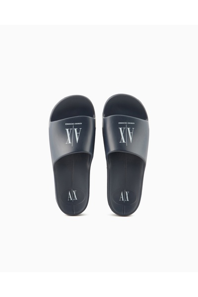 Armani Exchange Erkek Rahat Düz Taban AX Logolu Lacivert Terlik XUP012 XV675-K487
