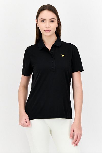 Lyle & Scott Women Regular Fit Embroidered Logo Short Sleeve Polo Shirt, Black