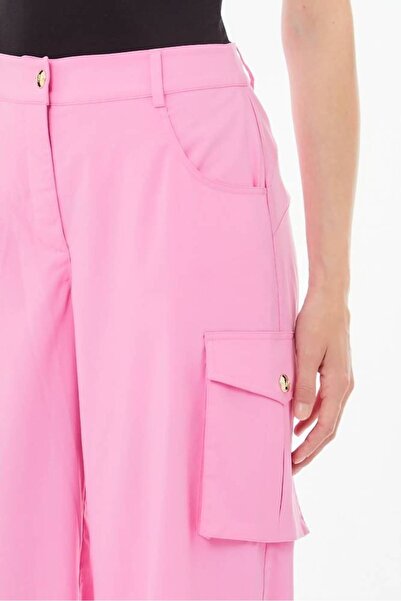 Liu Jo Women's Relaxed Cut Pocket Detailed Wide Leg Pink Trousers Ta5143Ts922-X0671