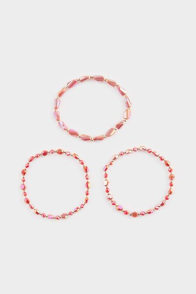 DeFacto Women's 3-Piece Red Stone Bracelet F3630Axns