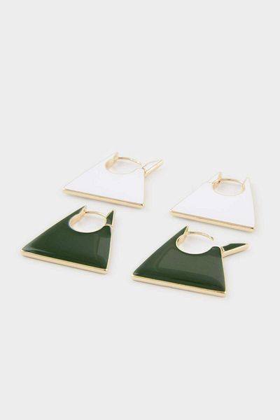 DeFacto Women's 2-Piece Black and White Earrings E9071Axns