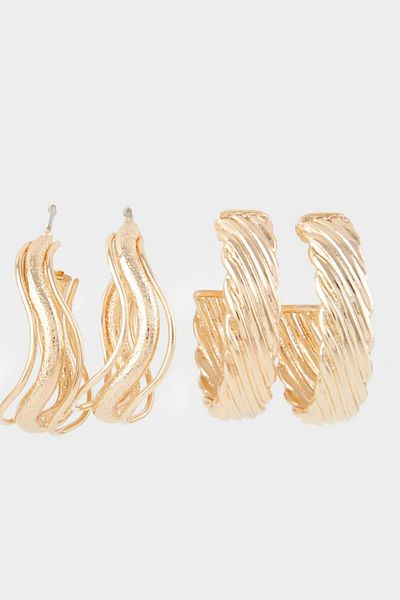 DeFacto Women's 3-Piece Gold Earrings E9068Axns