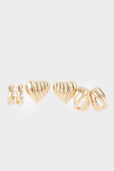 DeFacto Women's 3-Piece Gold Earrings E9077Axns
