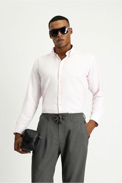 Kiğılı Long Sleeve Regular Fit Oxford Cotton Easy-Iron Shirt