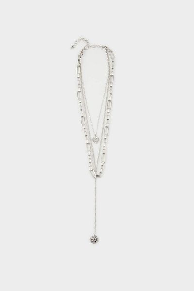 DeFacto Women's 3-Piece Y Dangle Silver Necklace E9091Axns
