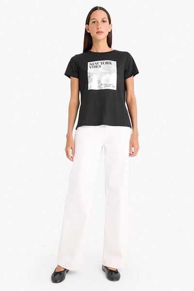 DeFacto Regular Fit Crew Neck Printed Short Sleeve T-Shirt F5097Ax25Sm