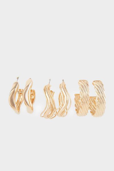 DeFacto Women's 3-Piece Gold Earrings E9068Axns