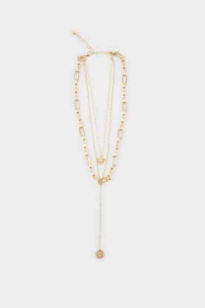 DeFacto Women's 3-Piece Y Dangle Silver Necklace E9091Axns