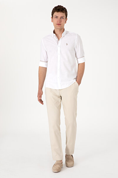 U.S. Polo Assn. Чоловіча біла сорочка з довгими рукавами 50300200-VR013