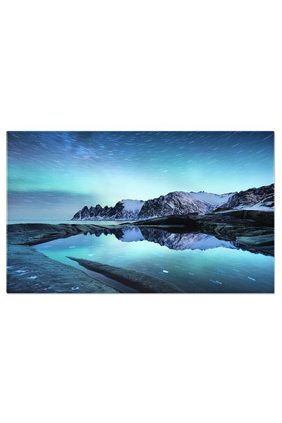 StoryGift Romania Tablou Canvas Aurore Boreale Pe Insula Senja, Norvegia, Reflectie, Spatiu 3345