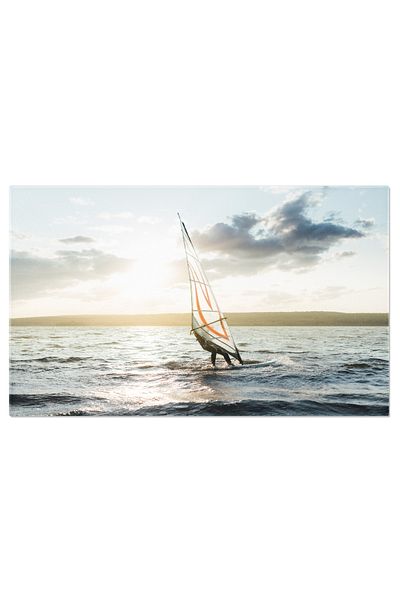 StoryGift Romania Tablou Canvas Windsurfing Dimineata Pe Lac La Rasarit Windsurfing, Sporturi De Apa, Lac, Dimine
