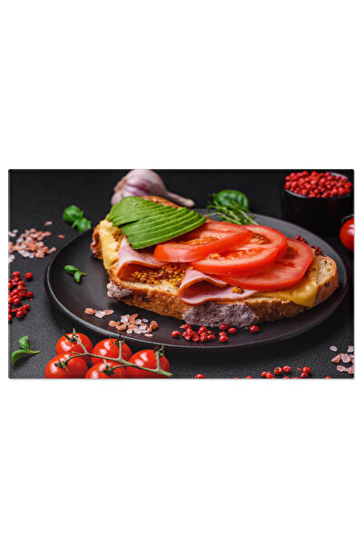 StoryGift Romania Tablou Canvas: Sandwich Nutritiv Cu Legume Si Branza - Tomato, Ham, Cuisine