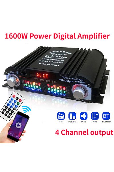 Choice 1600W Peak Power HiFi Sound Amplifier Digital 4 Channel Audio Amplifier Bluetooth Karaoke Player ...