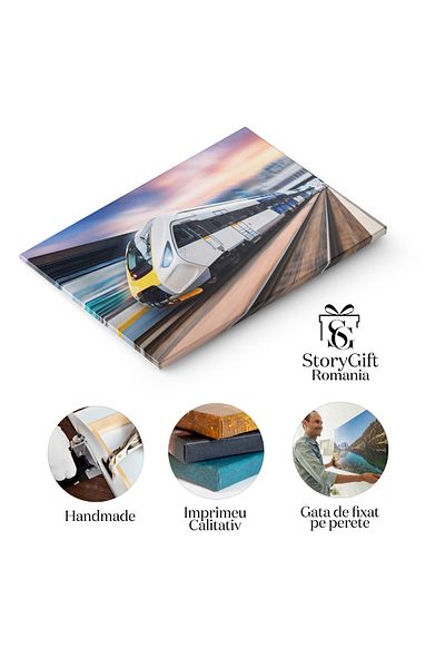 StoryGift Romania Canvas Print - Train Station in Motion, During the Day: Railway, Speed, Platform, Departure