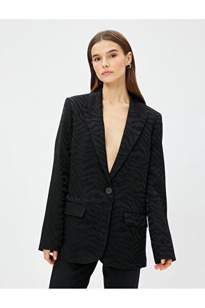 Koton Zebra Desenli Oversize Blazer Ceket Tek Düğmeli