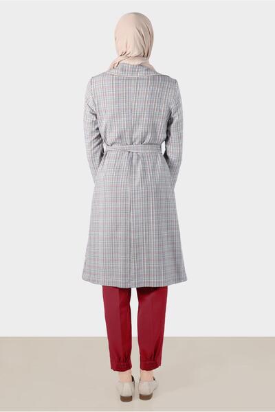 Alvina Kuşaklı Ekose Trençkot 10596