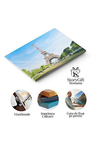 StoryGift Romania Tablou Canvas Turnul Eiffel Si Cerul Paris, Franta, Eiffel, Turn, Cer, Albastru, Clar, Monument