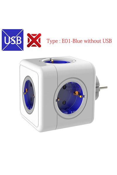 Choice EU Plug E01-blue-without-USB Massfa Multi Usb Power Strip Electrical Plug Cube Multiple Extension So