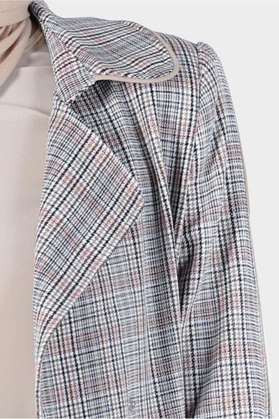 Alvina Kuşaklı Ekose Trençkot 10596