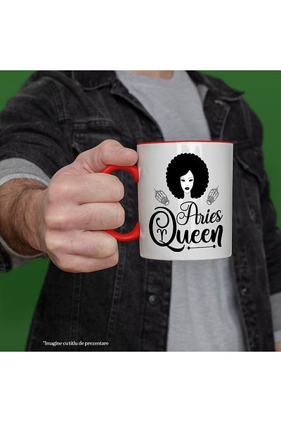 StoryGift Romania Mug with the zodiac sign Aries, illustration, zodiac sign, astrology, symbol, sign, queen, portrait, With, STG