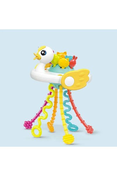 Choice White Duck Cartoon Duck Astronaut Pull String Montessori Activity Development Silicone Teething Sens