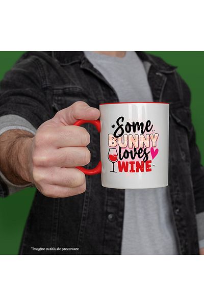 StoryGift Romania Mug with the message "Some bunny loves wine", Happy Easter, illustration, holidays bye, With ,STG