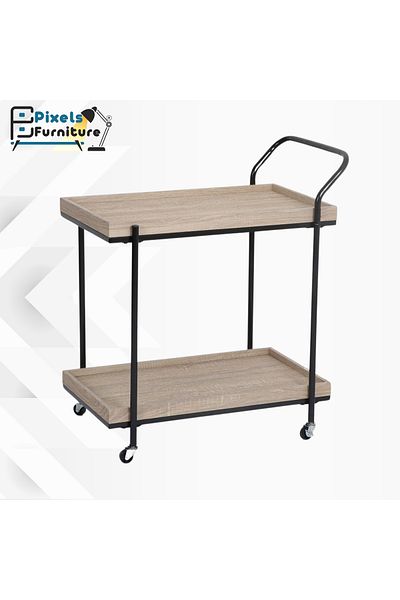 PixelsFurniture Pixel Furniture Rectangular 2-Tier Mobile Tea and Coffee Serving Trolley