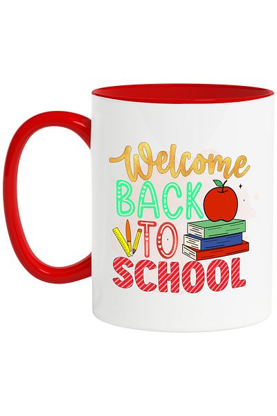 StoryGift Romania Mug with the message "Welcome back to school", illustration, school, pupils, students, p, With ,STG