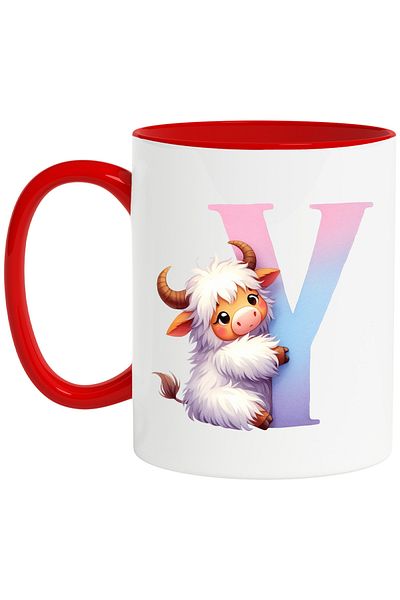 StoryGift Romania Mug with a yak with the letter "Y", illustration, for children, school, student, alphabet, , With ,STG
