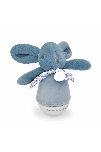 Doudou et Compagnie Fluffy bunny musical lamp, 16 cm, blue