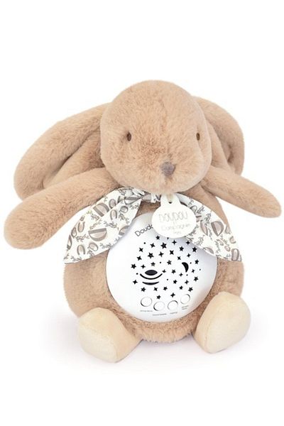 Doudou et Compagnie Musical projection lamp, fluffy bunny, 19 cm, light beige