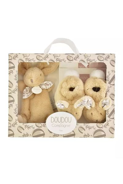 Doudou et Compagnie Doudou® Bunny - Booties and Plush Toy Set, Beige