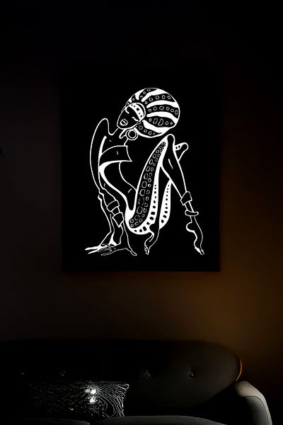 Angels Passion African Art Woman Figure with Reflectors Matte Plexi Wall Painting