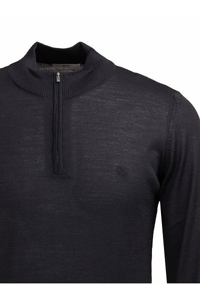 Kip Pulover negru din tricotaje din amestec de lână cu jumătate de gât