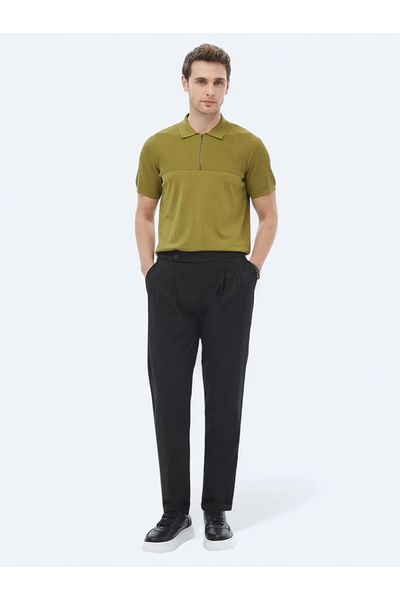 Kip Smart Casual Carrot Fit Black Trousers