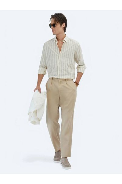 Kip Camel Hair Woven Loose Fit Casual Trousers