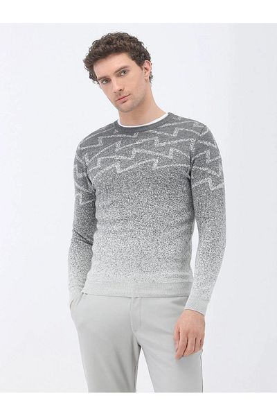 Kip Pulover din tricotaje din amestec de lână cu model gri