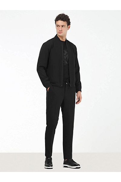 Kip Black Plain Modern Fit Knitted Suit
