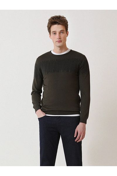 Kip Πλεκτό πουλόβερ με σχέδιο Khaki Crew Neck