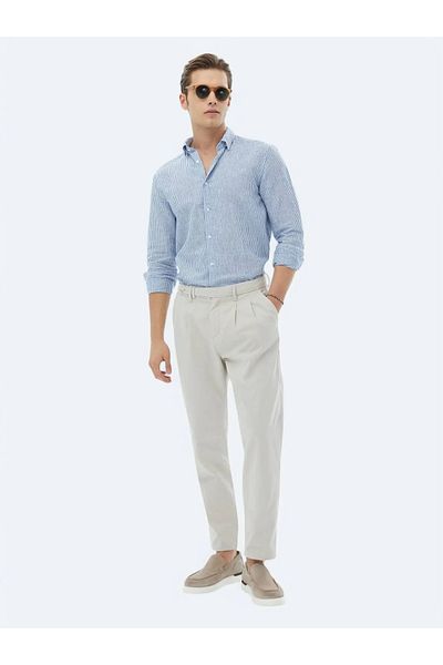 Kip Stone Woven Carrot Fit Smart Casual 100% Cotton Trousers
