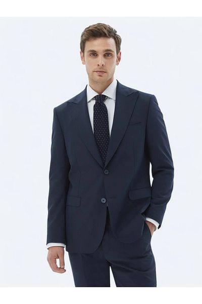 Kip Comfort Fit Navy Blue Striped Suit