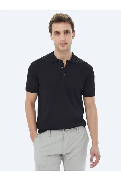 Kip Tricotaj tricotat simplu cu gât polo negru