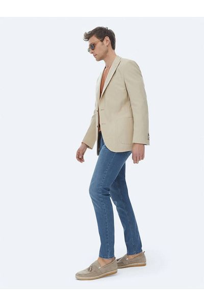Kip Μπουφάν Modern Fit Beige ριγέ βαμβακερό μείγμα
