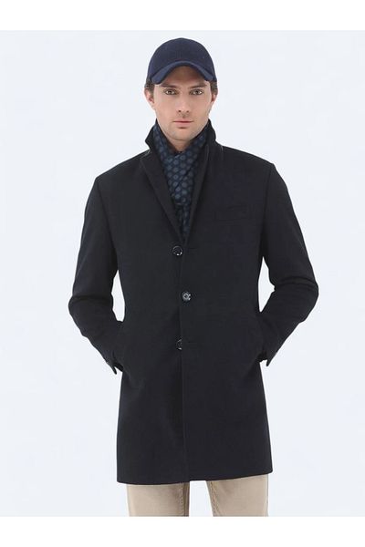 Kip Navy Blue Woven Coat
