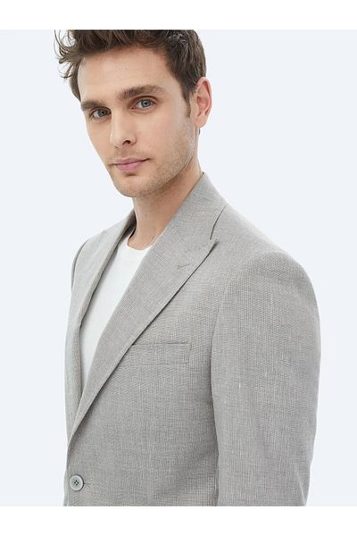 Kip Modern Fit Gray Striped Linen Suit