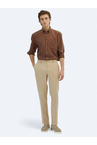 Kip Beige Woven Jogging Fit Casual Trousers