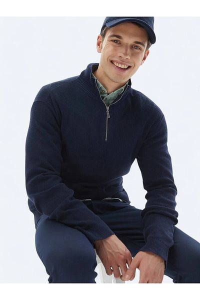 Kip Navy Blue Patterned Knitwear Sweater