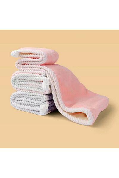 Viyogo Turban towel with button for quick hair drying, microfiber, 60 x 24 cm, pink