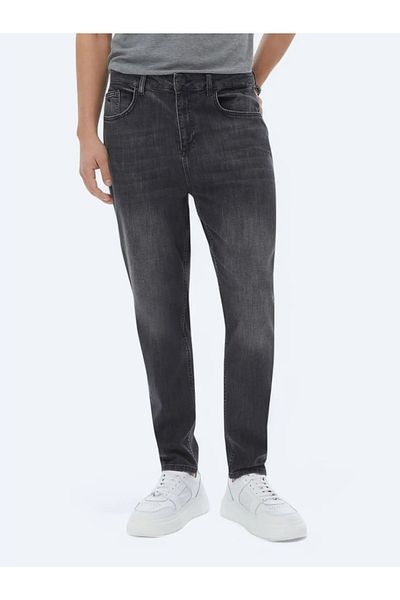 Kip Anthracite Denim Cotton Blended - Carrot Fit Trousers