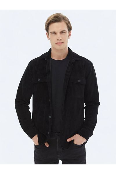Kip Μαύρο μονόχρωμο Oversize Fit Cotton Blended Overshirt